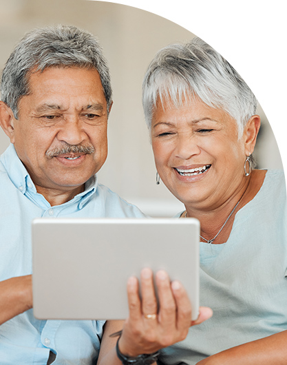 Community members using ipad to access government website