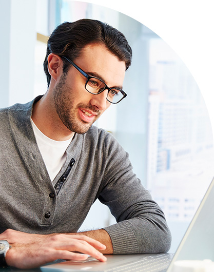 Man working on laptop