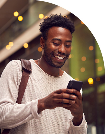 Man using phone to engage with government