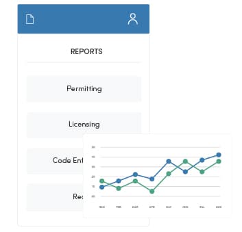 SmartGov reporting dashboard on a mobile device