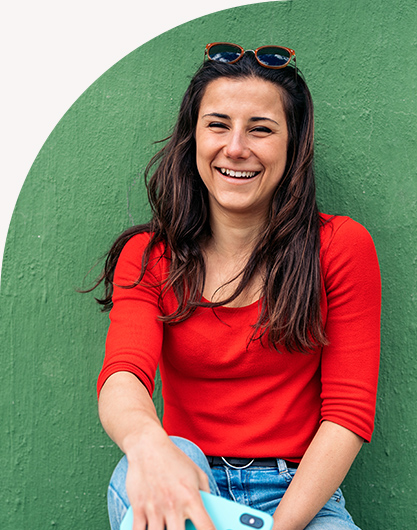 Woman with green background