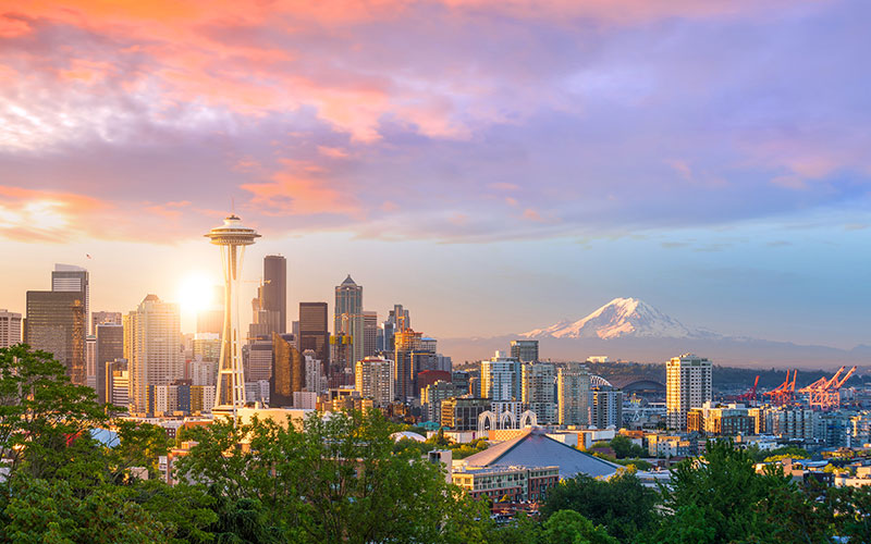 Sunset over Seattle Washington