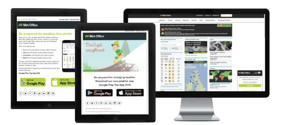 Met office product image on various digital devices