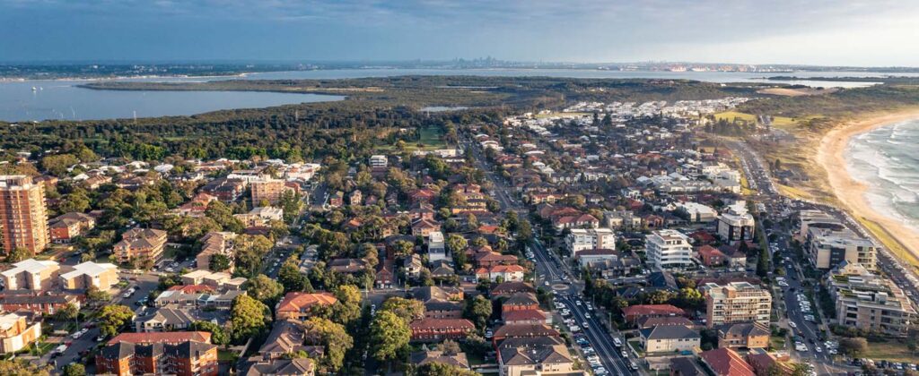 Aerial view of Cheshire West communities and beach fronts