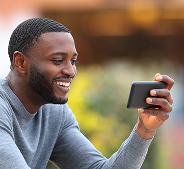 Man live streaming meeting while outside